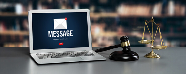 Poster - email notification message showing on computer screen brisk. digital marketing message information t