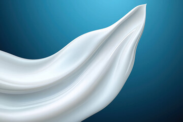 Poster - White silky fabric flowing gracefully through a calm blue background