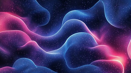 Poster - Dynamic waves of color and light digital realm abstract art cosmic environment aerial view visual concept