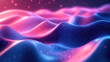 Poster - Dynamic waves of light and color in abstract digital art virtual space illustration vibrant environment aesthetic perspective