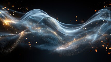Poster - Flowing light waves digital art abstract background dark environment dynamic viewpoint visual harmony