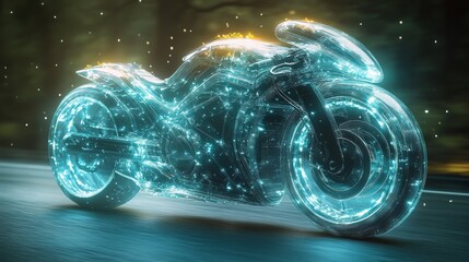 Poster - Futuristic Vision: A Glimpse into the Electrifying World of Tomorrow's High-Performance, Energy-Efficient, and Sleek Electric Motorcycle Design