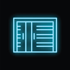 Poster - Blue neon icon of a wardrobe glowing on a black background