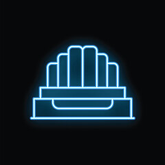 Poster - glowing neon line armchair icon isolated on black background vector illustration