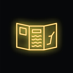 Poster - This neon sign is a map or menu glowing brightly on a black background