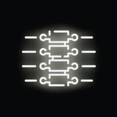 Poster - White neon style vector icon of a circuit board glowing on a black background