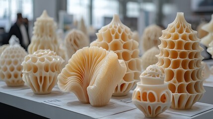 Poster - Intricate 3D-Printed Sculptures Displayed at an Exhibition, Showcasing Innovative Designs