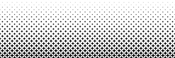 Poster - horizontal halftone of modern black sharp crossed shape design for pattern and background.
