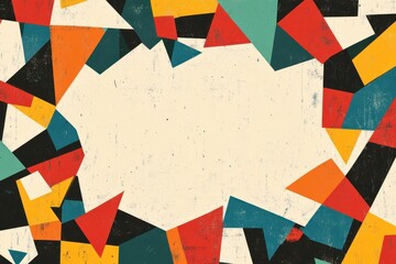 Wall Mural - Colorful Abstract Geometric Background with Retro Triangles and Shapes