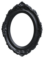 Wall Mural - PNG Vintage black oval empty picture frame photo photography decorative.