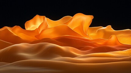 Poster - Golden fabric waves, dark background, abstract design, website banner