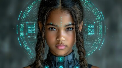 Poster - Young Girl Future Technology Digital Interface