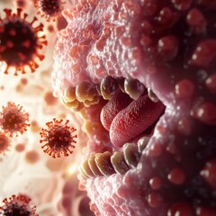 Aufkleber - Detailed 3d illustration showcasing respiratory virus infection and its impact on lung health in a medical context. Generative AI