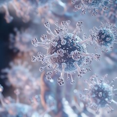 Fototapete - Respiratory virus infection illustration highlighting the dangers of lung disease in a medical context. Generative AI
