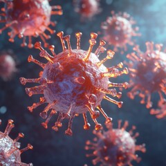 Fototapete - Understanding respiratory virus infection and its impact on lung health through a detailed 3D illustration. Generative AI
