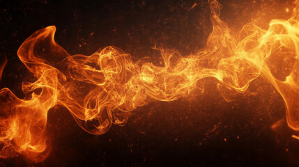 Poster - Overlay of orange and yellow translucent flames creating an abstract motion effect in a dark background showcasing energy and warmth. Generative AI