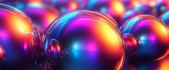 Poster - Abstract vibrant spheres, colorful background, digital art, website design