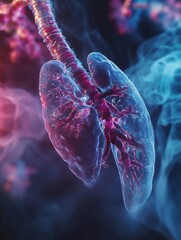 Poster - Respiratory virus infection depicted in a 3D illustration showing dangerous lung disease effects. Generative AI