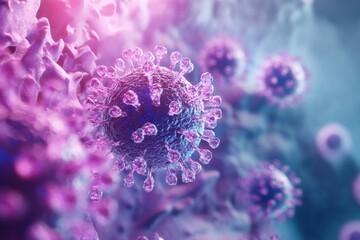 Fototapete - Respiratory virus infection causing dangerous lung disease in a detailed 3D illustration view. Generative AI