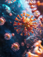Aufkleber - Visual representation of respiratory virus infection highlighting danger to lung health in 3D illustration. Generative AI