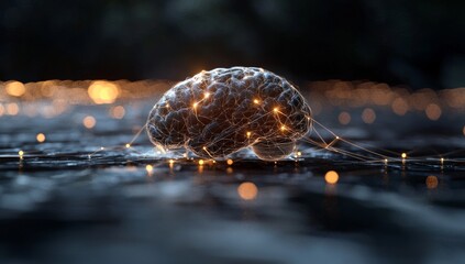 Poster - human brain activity with interconnected plexus lines