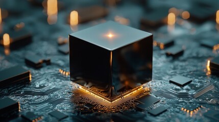 Poster - central computer processors cpu concept. 3d rendering, conceptual image