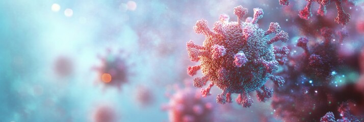 Aufkleber - Illustration of respiratory virus infection causing dangerous lung disease in a dynamic medical background. Generative AI
