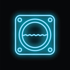 Wall Mural - Glowing neon line washing machine icon isolated on black background. Laundry service symbol. Vector