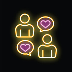 Poster - Neon sign illustration representing positive communication between people sharing love and good vibes
