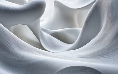 Poster - Abstract white flowing curves, background texture, design element