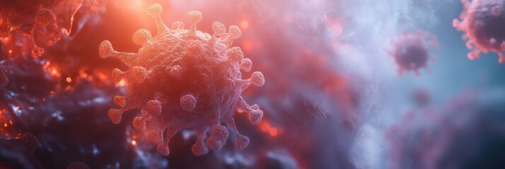 Aufkleber - New respiratory virus infection threatens lung health in a detailed medical 3D illustration. Generative AI