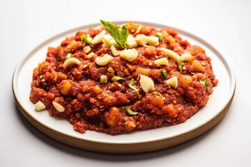 A vibrant and spicy Indian dish featuring tomatoes, almonds, ginger, and fresh herbs. A wholesome vegetarian meal that's gluten-free and rich in antioxidants.