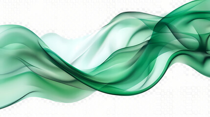 Wall Mural - elegant green abstract wave made of smooth silk flowing gracefully on a transparent background. perf