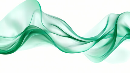 Wall Mural - elegant green abstract wave made of smooth silk flowing gracefully on a transparent background. perf