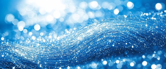 Aufkleber - Sparkling blue water wave, bokeh background. Website design