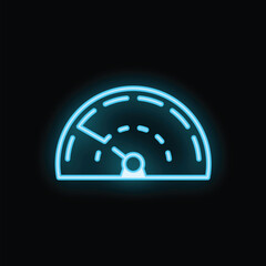 Poster - Blue neon speedometer indicating increasing speed, on a black background