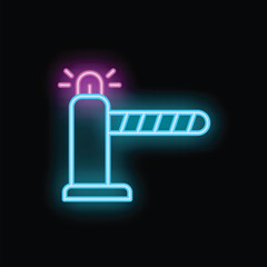 Poster - Neon barrier gate glowing, concept of restricted area, entrance, security and guidance