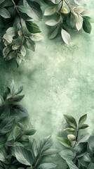 Aufkleber - Soft hues of muted green create a soothing atmosphere, with lush leaves framing the backdrop. This serene setting invites moments of calm and reflection amidst nature’s beauty