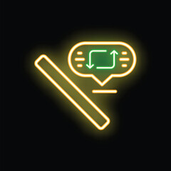 Poster - Neon sign representing a crossed out chat bubble with an updating sign inside, a great visual for being offline or unavailable