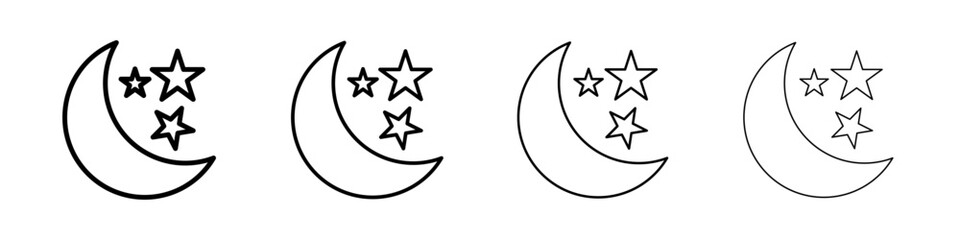 Moon stars icon Outline sign symbol set