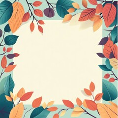 Aufkleber - Colorful autumn leaves frame a blank space perfect for creative works and seasonal greetings. Generative AI