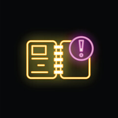 Poster - Neon notebook with exclamation point displaying important note