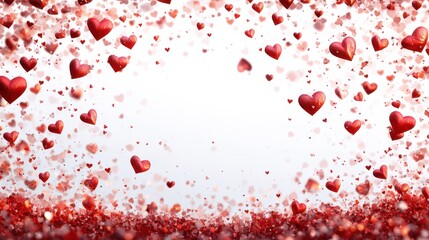 Canvas Print - Valentine's Day Design with Heart-Shaped Confetti Border.