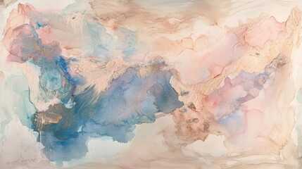 Poster - Abstract watercolor painting with soft pastel colors and fluid brushstrokes