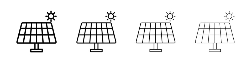 Wall Mural - Solar panel icon Outline sign symbol set