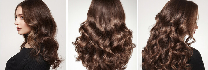 Poster - Beautiful brunette with wavy hair styled elegantly