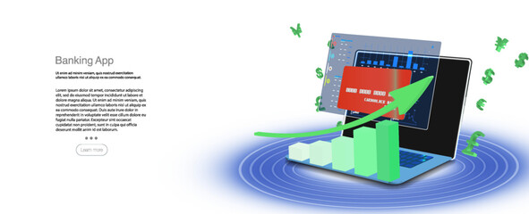 Poster - Creative banking app design showcasing financial growth and digital transactions through sleek graphics.