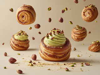 Wall Mural - cinnamon rolls with pistachio cream