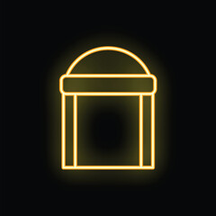 Poster - Glowing neon trash can icon with rounded lid on a black background