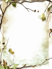 Fototapete - Leafy border design featuring elegant vines and soft background, ideal for nature themed projects or invitations. Generative AI